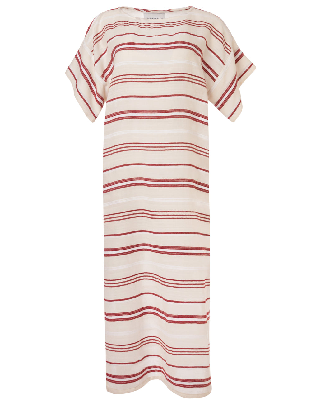 POSIDONIA WOVEN STRIPED BELTED MIDI KAFTAN
