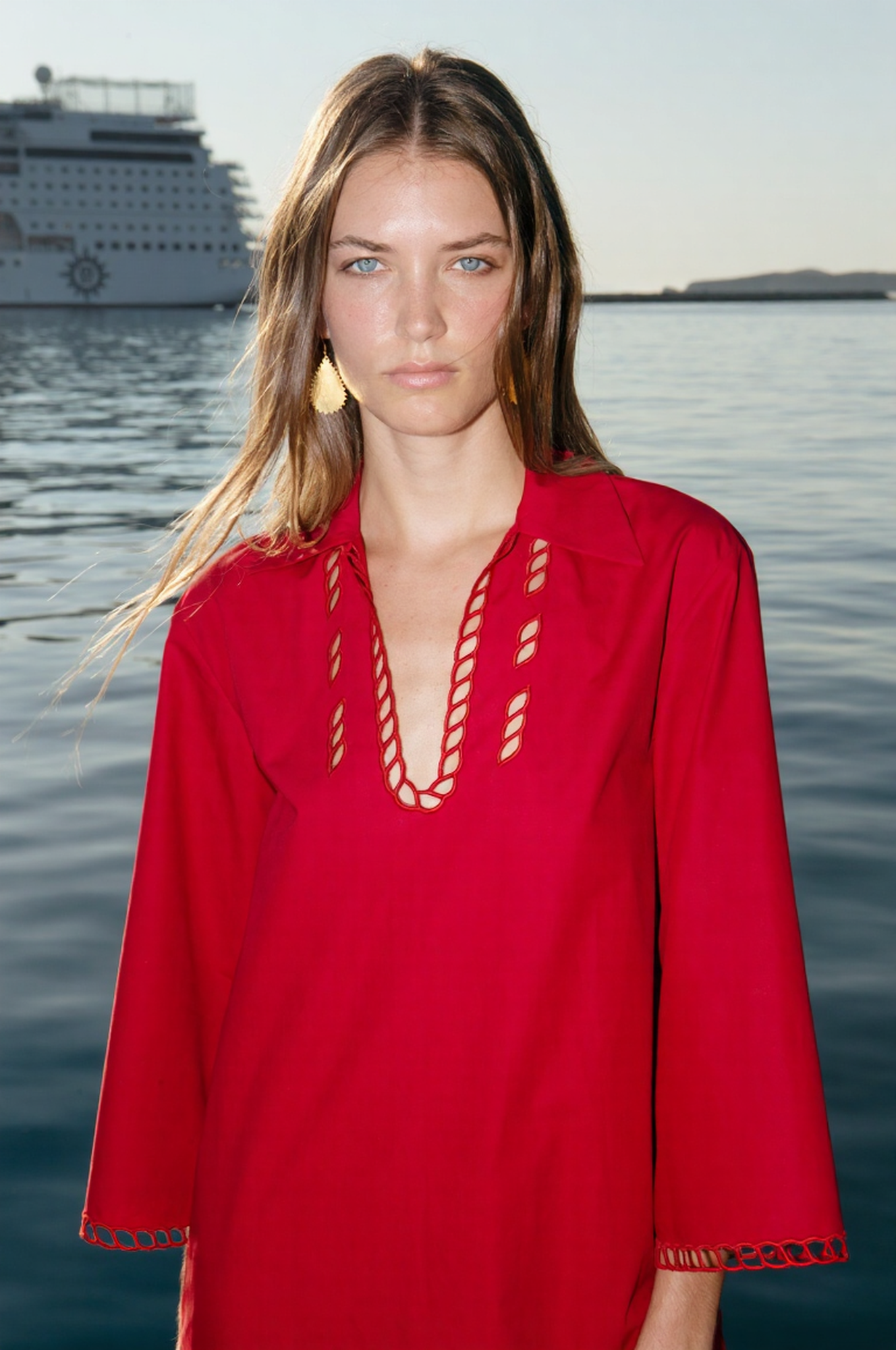 SCHINOUSA CUT-EMBROIDERED SHIRT DRESS